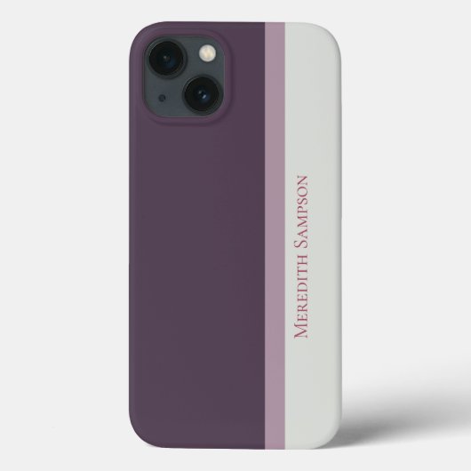 Moderne gestripte Paarse en grijze kleurenblok Case-Mate iPhone Case (Achterkant)