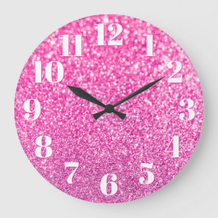 Moderne getallen Faux sparkly Bokeh Pink Glitter Grote Klok