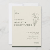 Moderne getekende bloemendonkere mos groene bruilo kaart (Voorkant)