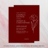 Moderne getekende bloemenkarmozijnrode bruiloft do kaart