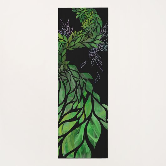 Moderne getextureerde bladeren op abstracte bomen yogamat (Achterkant)