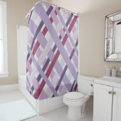 Moderne getextureerde mauve striped douchegordijn (In situ)