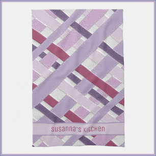 Moderne getextureerde mauve striped theedoek