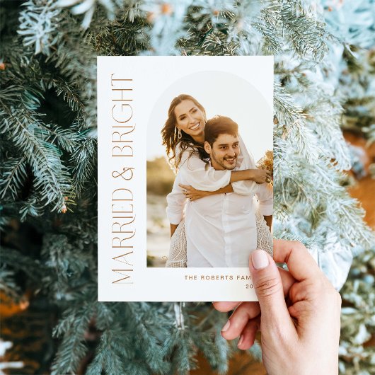 Moderne Getrouwde en Helder Vakantieboog Fotokaart Kaart