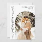 Moderne getrouwde kerstboog foto kerst feestdagenkaart (Voorkant)