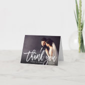 Moderne Getypte Script Huwelijksfoto Bedankkaart (Voorkant)