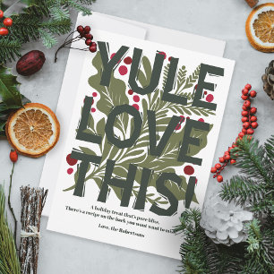Moderne, gewaagde grafische typografie recept feestdagenkaart