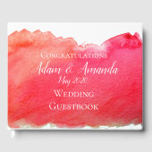 Moderne gewone bruiloft voor rode waterverf gastenboek (Voorkant)