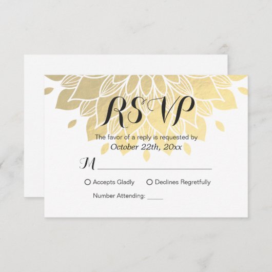 Moderne gewone Kaart van RSVP-antwoorden via White (Voorkant / Achterkant)