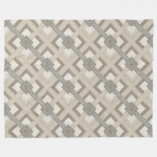 Moderne Gezellige Earth-Tone Geometrische Bedding Fleece Deken (Voorkant (Horizontaal))