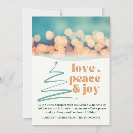 Moderne gezellige feestelijke liefde vrede vreugde feestdagenkaart (Voorkant)