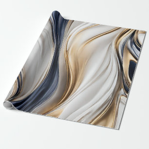 Moderne Gift Wrapping-Blauw Wit en Goud- Cadeaupapier