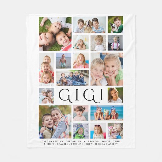 Moderne GIGI 19 fotocollage Kinder namen Fleece Deken (Voorkant)