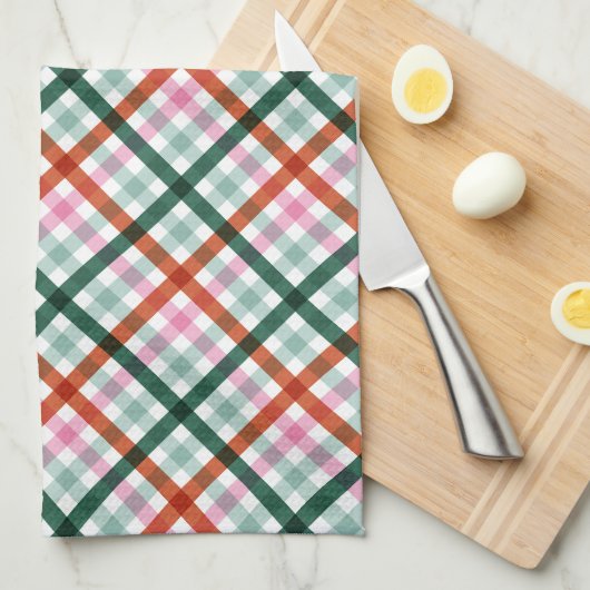 Moderne Gingham Kerst Theedoek (Quarter Fold)