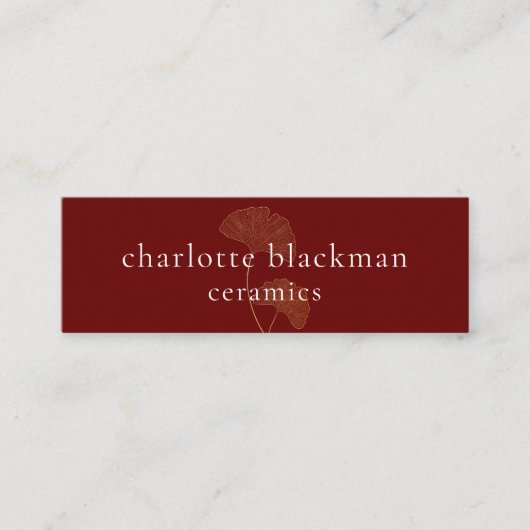 Moderne Gingko Leaf QR Code Mini Carte de visite r (Devant)