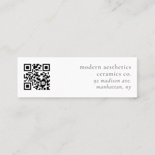 Moderne Gingko Leaf QR Code Mini Carte de visite r (Dos)