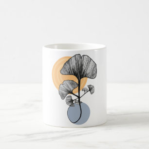 Moderne Ginkgo-blad botanische mok