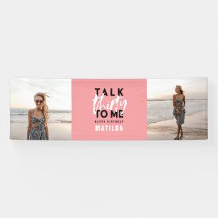 Moderne, girale, roze multi-foto 30e verjaardag  spandoek