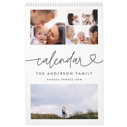 Moderne girale scripttypografie minimale multi-fot kalender (Hoes)