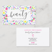 Moderne girale waterverf schoonheidsscriptletterty visitekaartje (Voorkant / Achterkant)