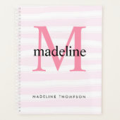 Moderne Girl rose rayures Monogramme Nom initial (Devant)