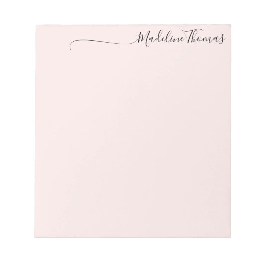 Moderne Girly Black Pink Script Calligraphy Name Notitieblok (Voorkant)