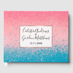 Moderne Girly Coral Pink Gradient Paint Splatter Gastenboek