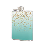 Moderne Girly gouden glitter confetti Blauwe Gradi Heupfles (Links)