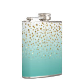 Moderne Girly gouden glitter confetti Blauwe Gradi Heupfles (Rechts)