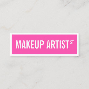Moderne girly neon roze straat teken make-up artis mini visitekaartje