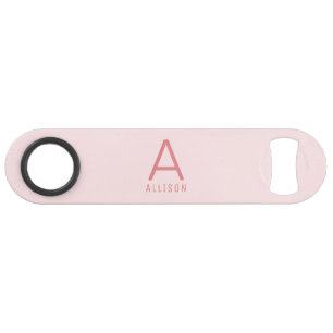 Moderne Girly Pink Monogram Speed Bottle Opener Speed Flessenopener