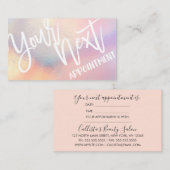 Moderne Girly Pink Peach iriserende typografie Afsprakenkaartje (Voorkant / Achterkant)