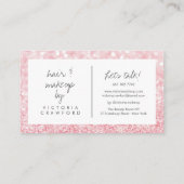 Moderne girly roze glitter bokeh make-up artist visitekaartje (Achterkant)