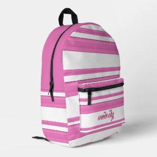 Moderne girly roze witte abstracte lijnen bedrukte rugzak