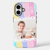 Moderne Girly Stripe Hart Foto Gepersonaliseerde N Case-Mate iPhone Case (Achterkant)