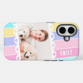 Moderne Girly Stripe Hart Foto Gepersonaliseerde N Case-Mate iPhone Case (Achterkant (horizontaal))