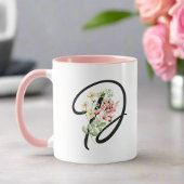 Moderne Girly Waterverf Flowers Initiaal "D" Mok