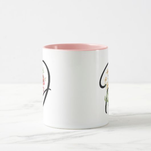 Moderne Girly Waterverf Flowers Initiaal "D" Mok (Midden)