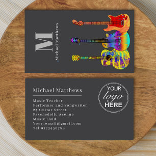 Moderne Gitaargids Professionele Muzikant Logo Visitekaartje
