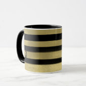 Moderne Glam Black & Gold Bruske Stripe Chic Mok (Voorkant links)
