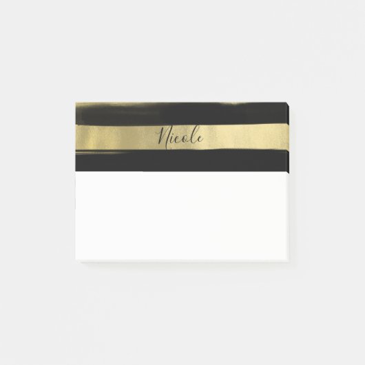 Moderne Glam Black & Gold Bruske Stripe Chic Post-it® Notes (Voorkant)