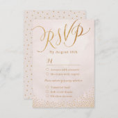 Moderne glam blush roos goudkalligrafie RSVP (Voorkant / Achterkant)