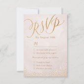 Moderne glam blush roos goudkalligrafie RSVP Kaartje (Voorkant)