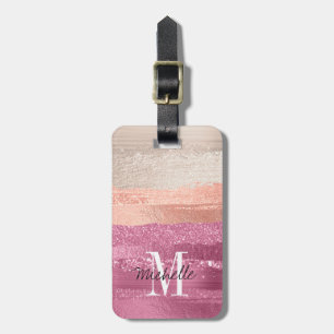 Moderne Glam Brush Glitter Blush Hot Pink Monogram Bagagelabel
