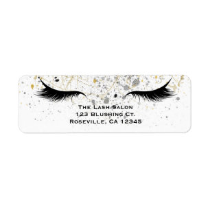 Moderne Glam Gold Silver Black Eyelashes Beauty Etiket