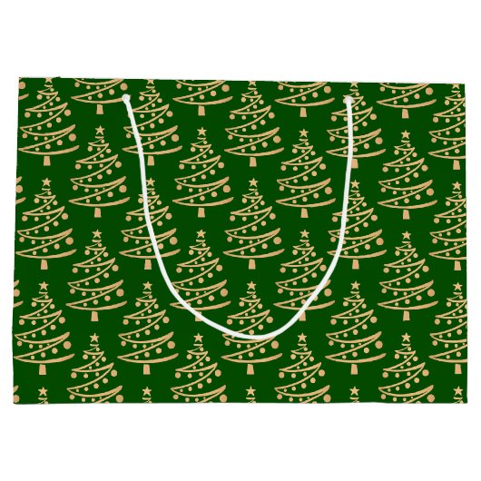 Moderne Glam Green- en Faux Gold-kerstboom Groot Cadeauzakje (Achterkant)