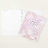 Moderne Glam Pink Silver Personnaliser Nom Planifi (Devant avec enveloppe)