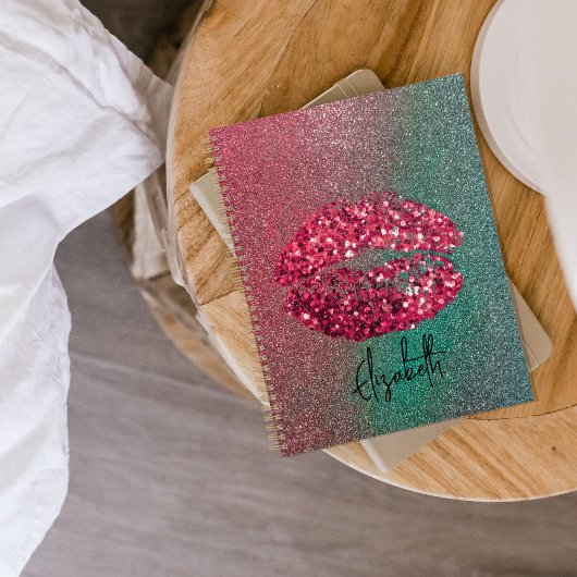 Moderne Glam Red Glittery Kiss lipstick afdrukken Planner