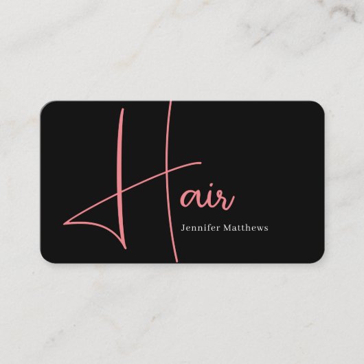 Moderne glam roze neon haarschrift logo qr code visitekaartje (Voorkant)