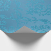 moderne Glam Turquoise Damask Cadeaupapier (Hoek)